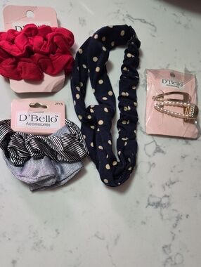 D'Bello Navy Polka Dot Headband & Assorted Hair Accessories Set